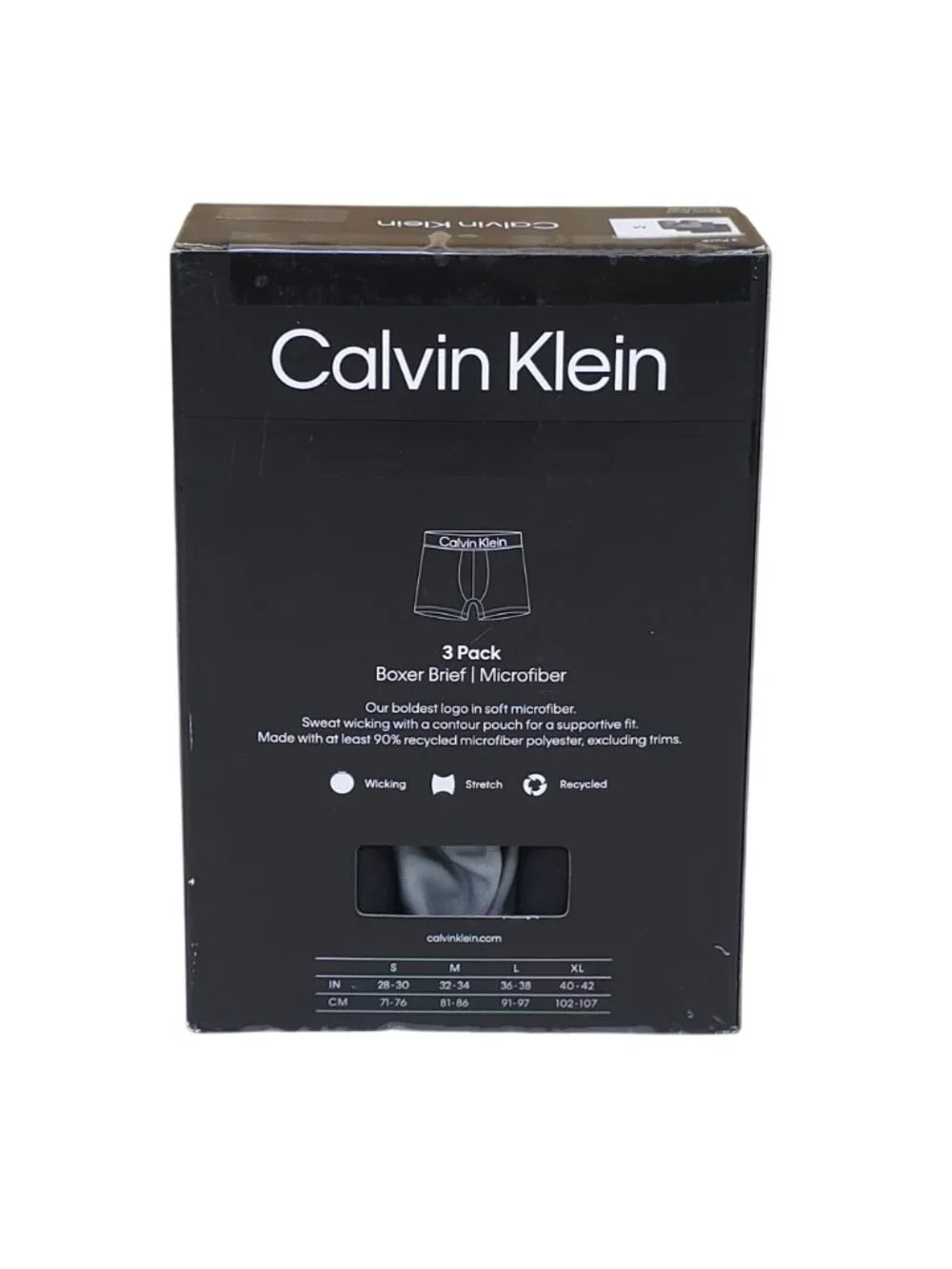 Calvin Klein Mens 3 Pack Boxer Briefs Microfiber Medium Wicking Stretch Recycled